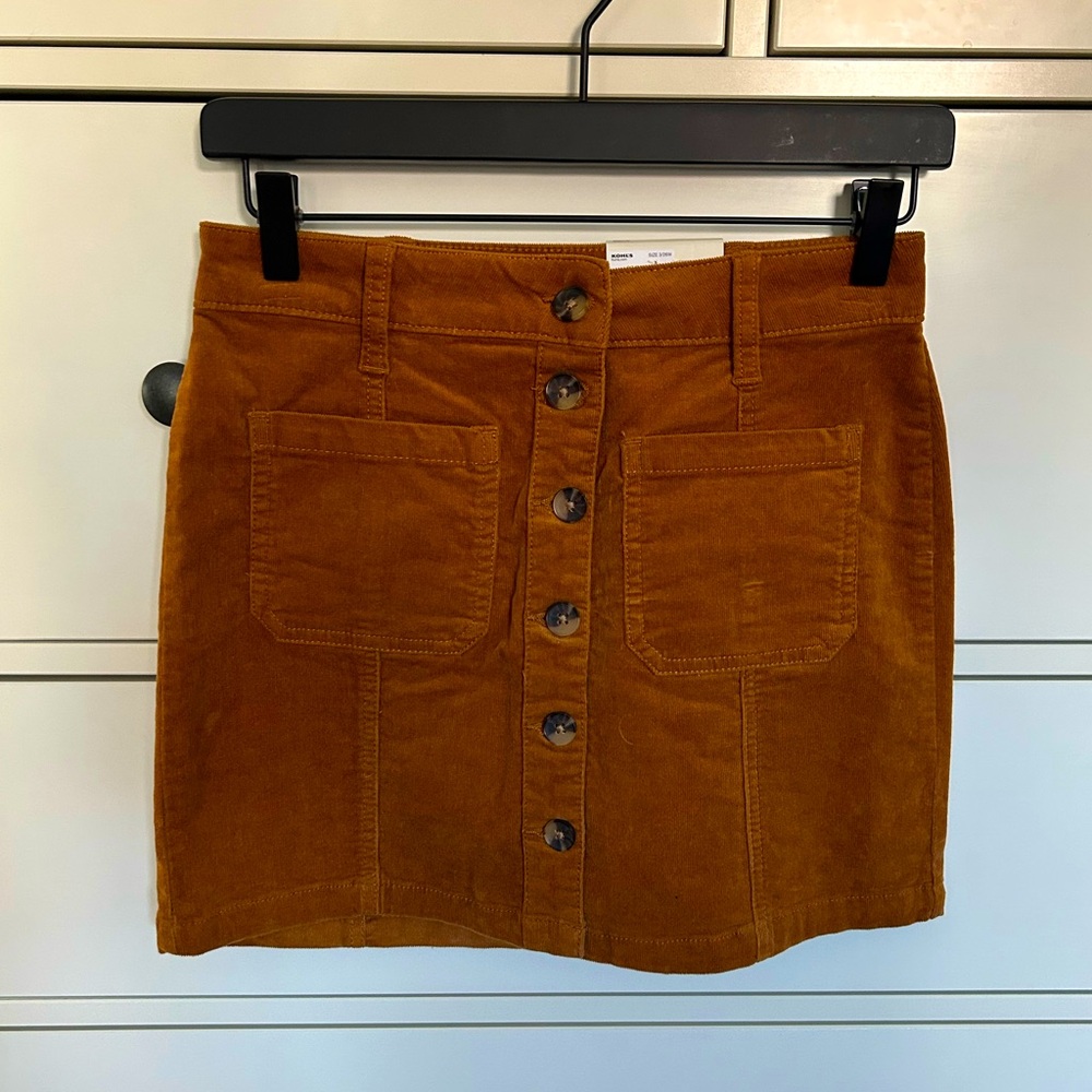 Brown Corduroy Mini Skirt